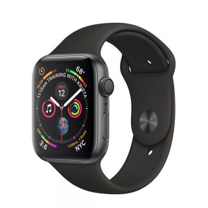 Watch Series 4 Aluminum Cellular (44mm), Space Gray, Black/Vapor Green Nike Sport Band