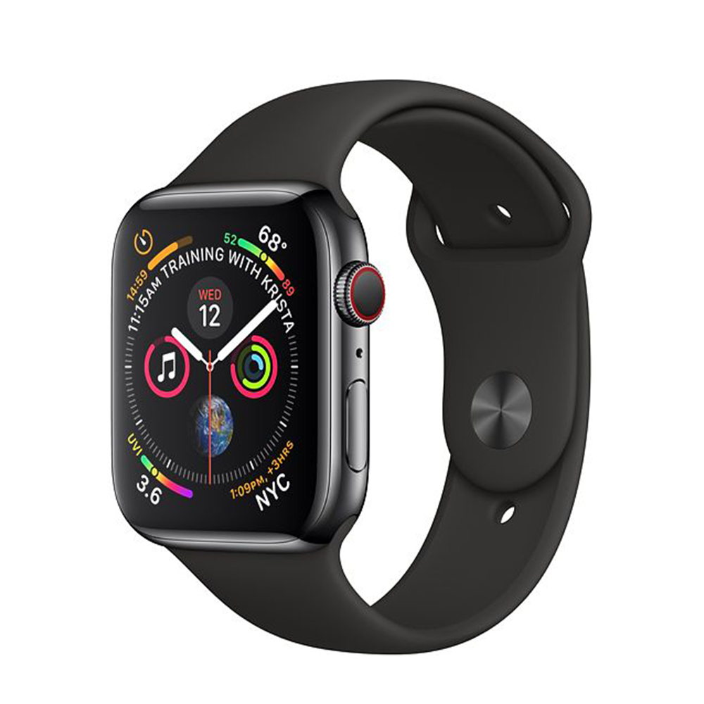 Watch Series 4 Steel Cellular (44mm), Space Black, Midnight Blue Sport Band Watch Series 4 Steel Cellular (44mm), Space Black, Midnight Blue Sport Band