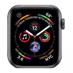 Watch Series 4 Aluminum Cellular (44mm), Space Gray, Anthracite/Black Nike Sport Band