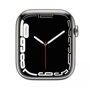 Watch Series 7 Steel Cellular (41mm), Silver, White Sport Band