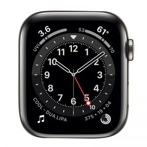 Watch Series 6 Steel Cellular (44mm), Graphite, White Sport Band