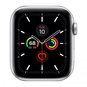 Watch Series 5 Aluminum Cellular (44mm), Silver, White/Black Nike Sport Band